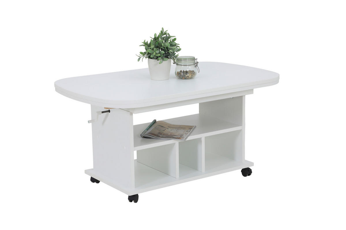 COUCHTISCH 107/67/53 cm Weiß  - Weiß, Design, Holzwerkstoff (107/67/53cm) - Livetastic