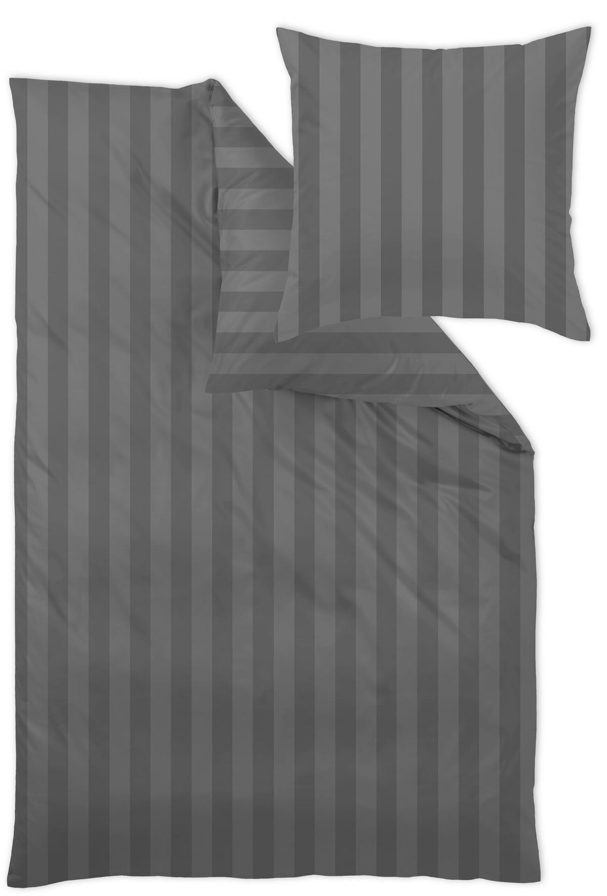 POSTELJNINA COMO 140/200 cm damast siva, črna  - siva/črna, Basics, tekstil (140/200cm) - Curt Bauer