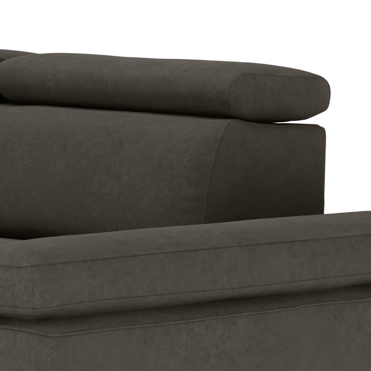 ECKSOFA in Mikrofaser Anthrazit  - Anthrazit/Silberfarben, Konventionell, Textil/Metall (259/82/182cm) - Trendmanufaktur