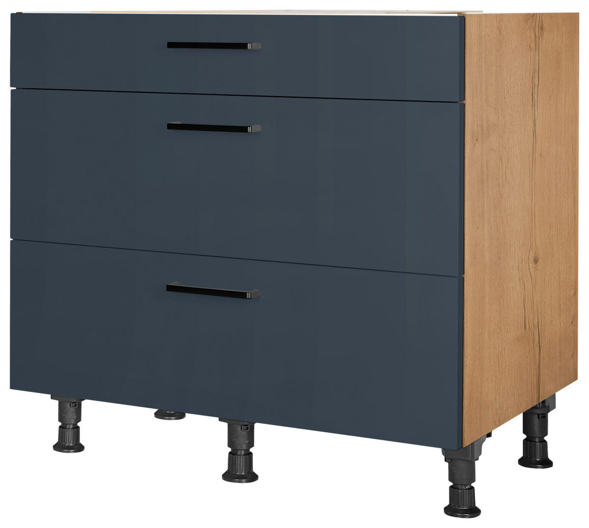 SCHUBKASTENUNTERSCHRANK 90/87/56 cm  in Blau, Eichefarben  - Blau/Eichefarben, MODERN, Holzwerkstoff/Metall (90/87/56cm) - Nobilia
