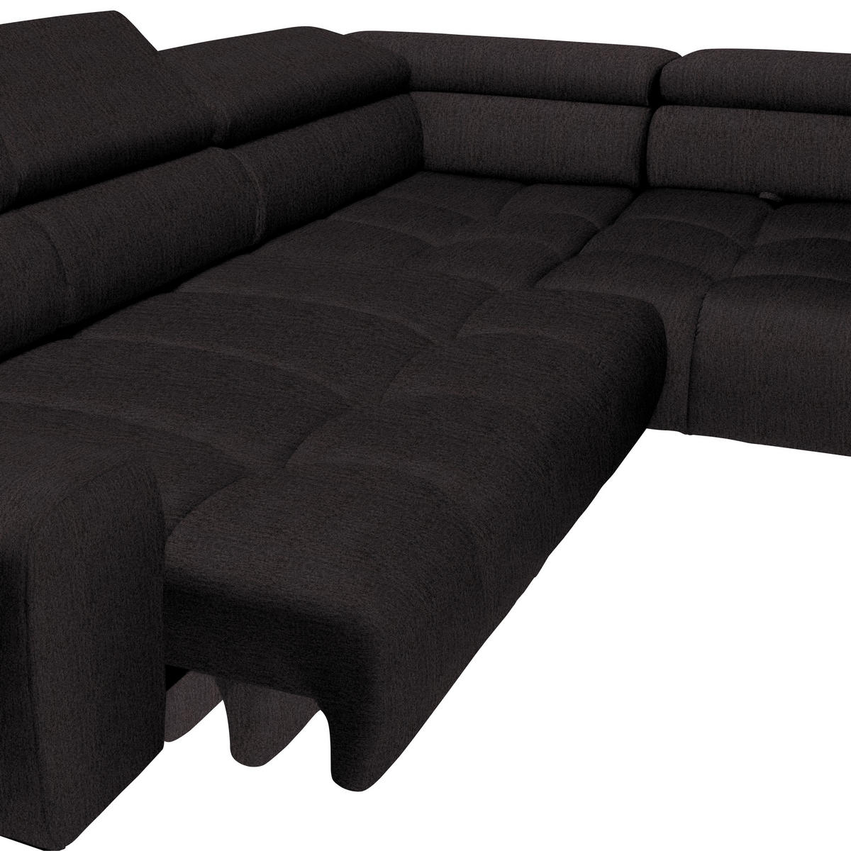 ECKSOFA in Samt, Webstoff Anthrazit  - Anthrazit/Schwarz, Design, Textil/Metall (300/216cm) - Welnova