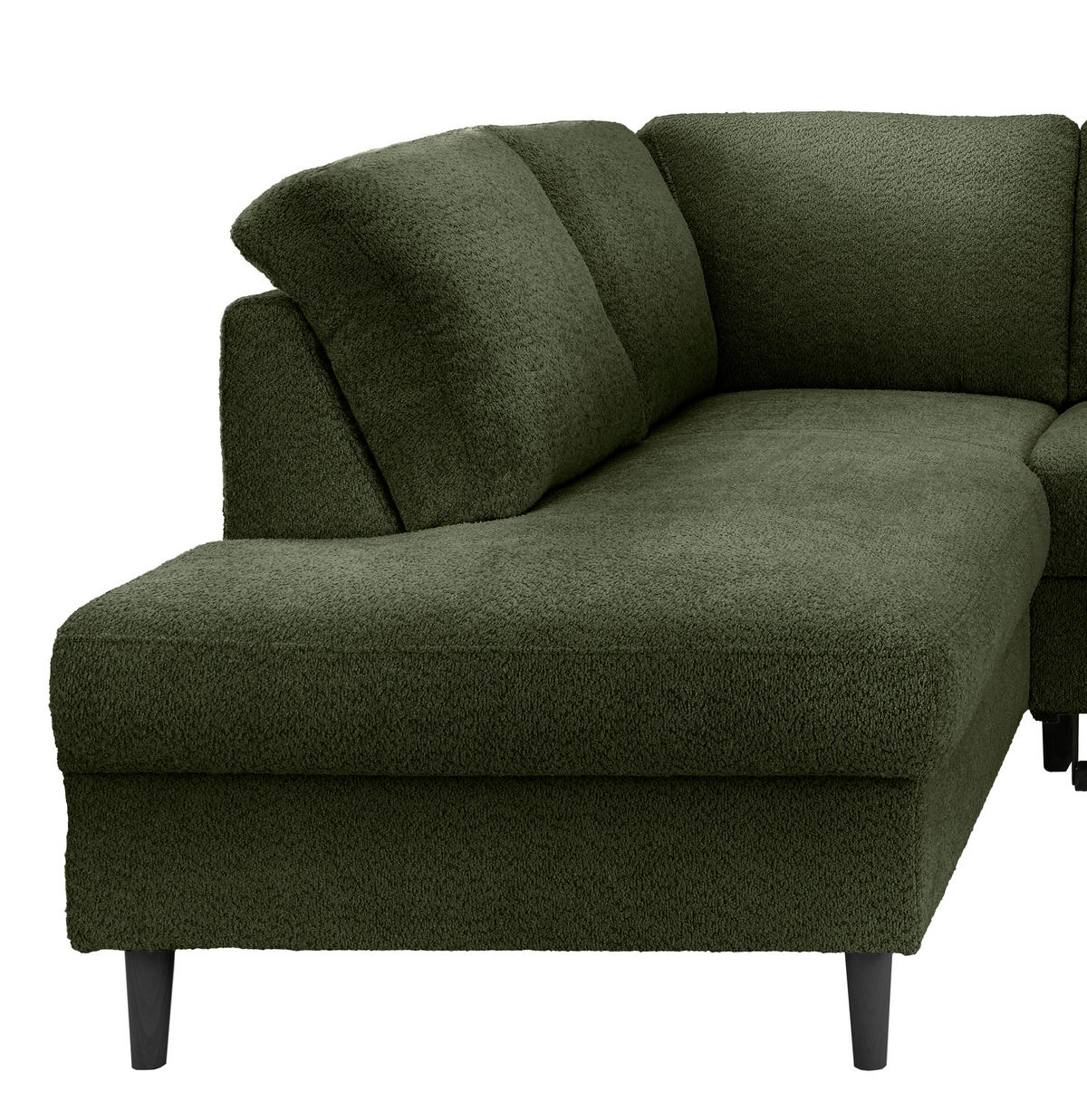 ECKSCHLAFSOFA in Bouclé Dunkelgrün  - Dunkelgrün/Schwarz, MODERN, Holz/Textil (200/242cm) - Livetastic