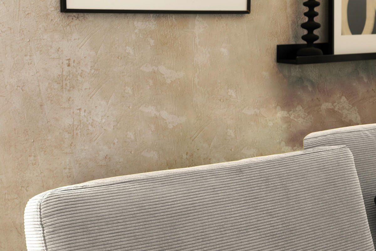 ECKSOFA in Cord Sandfarben  - Sandfarben/Schwarz, Design, Textil/Metall (298/185cm) - Pure Home Lifestyle
