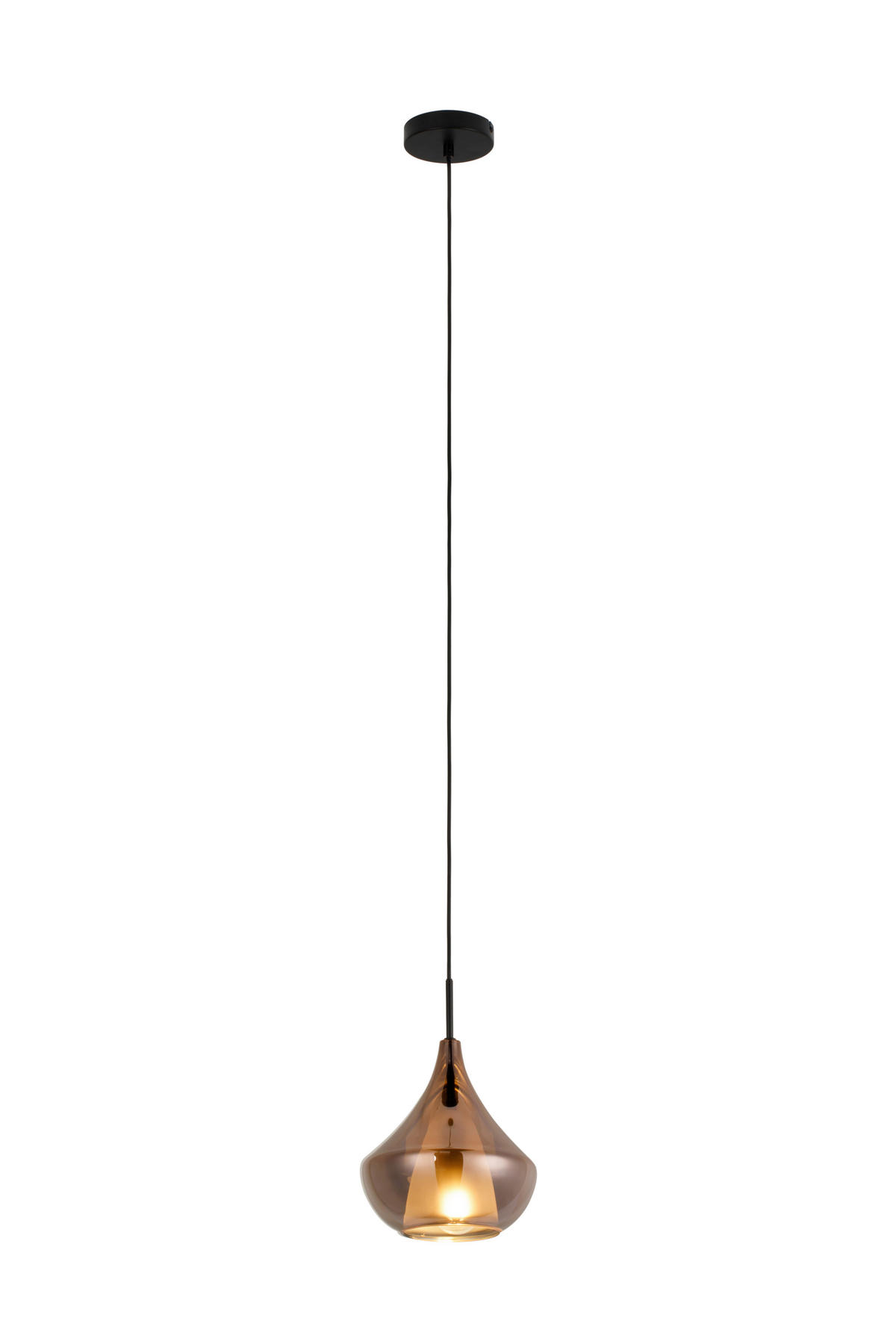 HÄNGELEUCHTE Sinj 22/176,5 cm  - Roségold/Schwarz, Design, Glas/Metall (22/176,5cm) - Novel