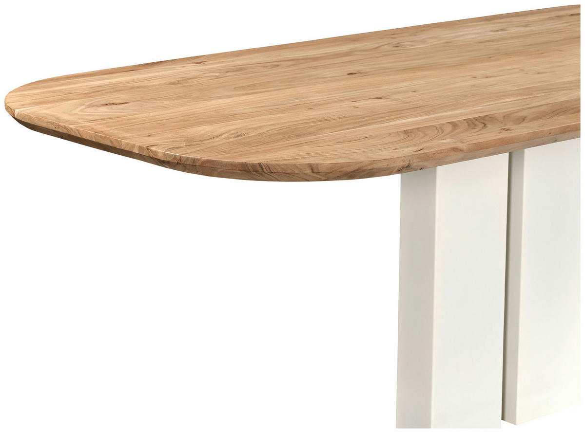 ESSTISCH Weiß, Akaziefarben rechteckig   - Weiß/Akaziefarben, MODERN, Holz/Metall (200/95/76cm) - Lomoco