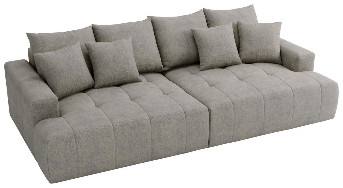 BIGSOFA ADELE in Chenille Grau  - Schwarz/Grau, Design, Kunststoff/Textil (270/85/136cm) - Livetastic
