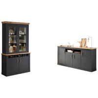 WOHNWAND 2-teilig  in Anthrazit, Eiche Wotan   - Anthrazit/Silberfarben, Design, Holzwerkstoff/Metall - MID.YOU