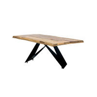 ESSTISCH 160/90/77 cm Echtholz  Metall, Holz rechteckig Naturfarben, Schwarz  - Schwarz/Naturfarben, MODERN, Holz/Metall (160/90/77cm) - MID.YOU