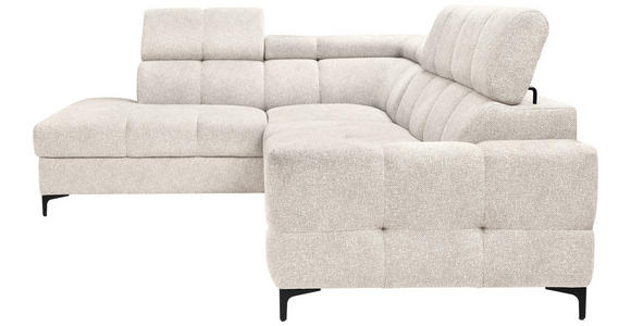 ECKSOFA in Struktur Creme  - Creme/Schwarz, MODERN, Textil/Metall (212/254cm) - Carryhome