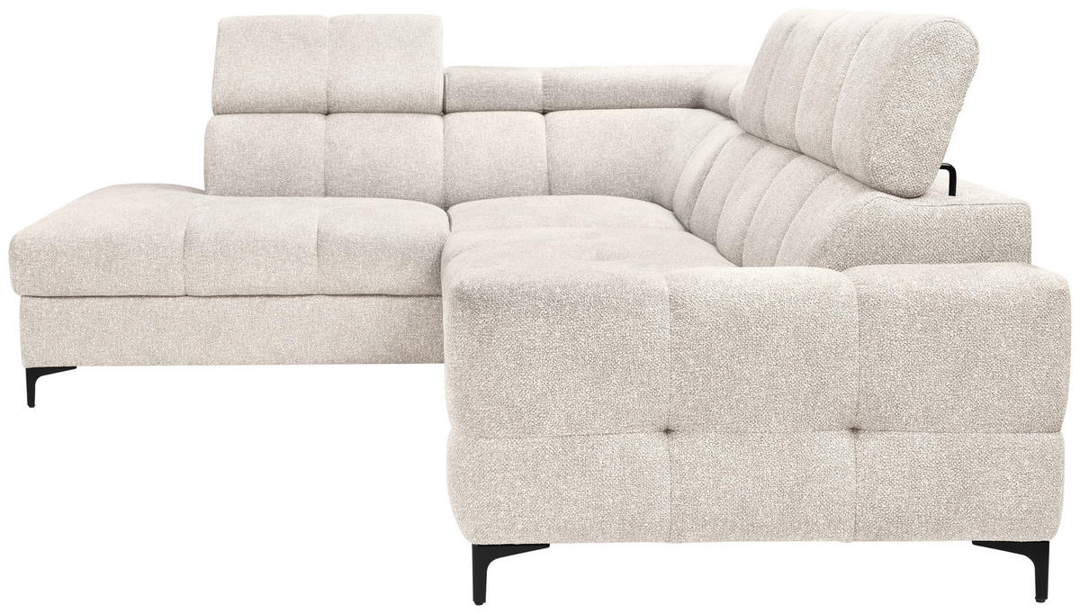 ECKSOFA in Struktur Creme  - Creme/Schwarz, Modern, Textil/Metall (212/254cm) - Carryhome