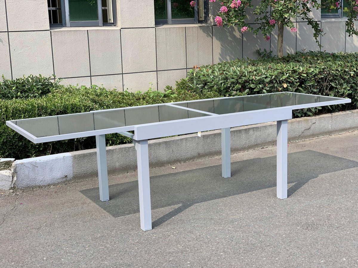 GARTENTISCH 135/90/75 cm  - Grau, MODERN, Glas/Metall (135/90/75cm) - Gardenson