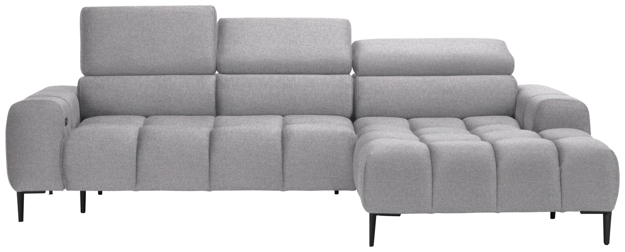ECKSOFA Hellgrau Webstoff  - Hellgrau/Schwarz, Design, Textil/Metall (270/177cm) - Welnova