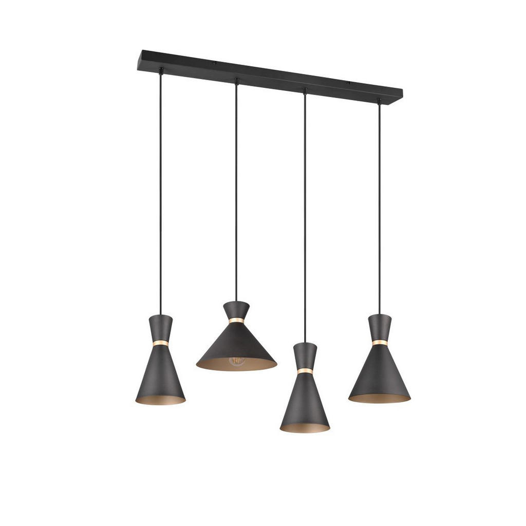Thumbnail - Marama Hängeleuchte, Schwarz, Gold, Metall, Uni,Uni, 25x150x94.5 cm, Lampen & Leuchten, Innenbeleuchtung, Hängelampen