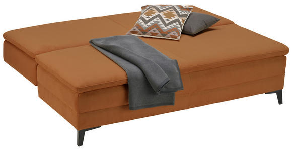 BOXSPRINGSOFA Cord Rostfarben - Rostfarben/Schwarz, Design, Textil/Metall (200/100/108cm) - Novel