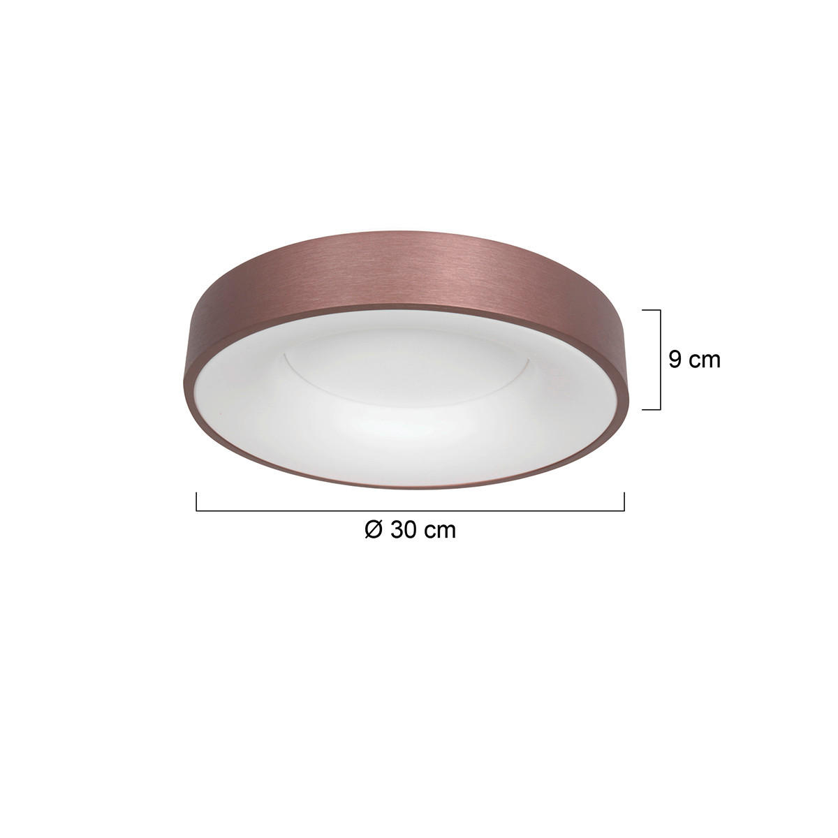 LED-DECKENLEUCHTE Ringlede 30/9 cm   - Bronzefarben, Basics, Kunststoff/Metall (30/9cm)