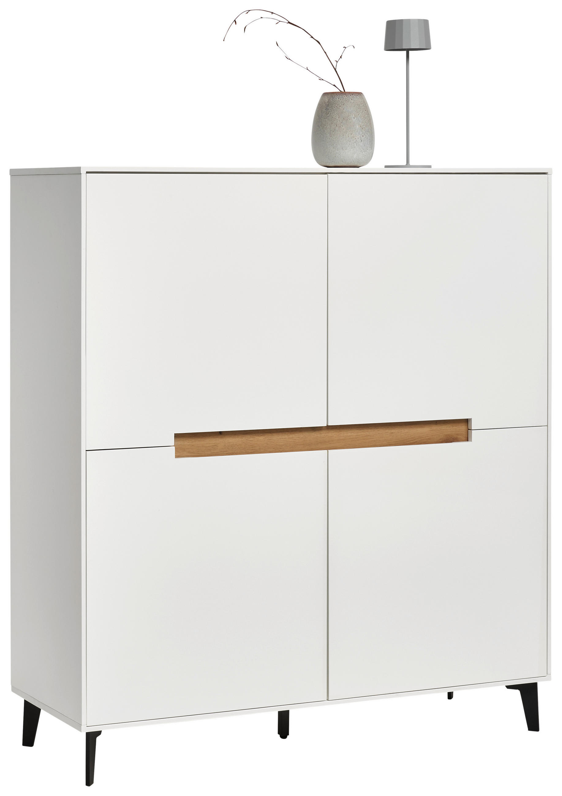 Novel Highboard Schwarz, Weiß, Eiche 118x130x40 cm