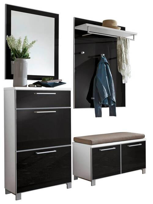 GARDEROBE 5-teilig  in 155/195/40 cm  - Anthrazit/Weiß, Design, Glas/Holzwerkstoff (155/195/40cm)