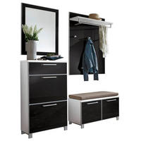 GARDEROBE 5-teilig  in 155/195/40 cm  - Weiss/Anthrazit, Design, Glas/Holzwerkstoff (155/195/40cm)