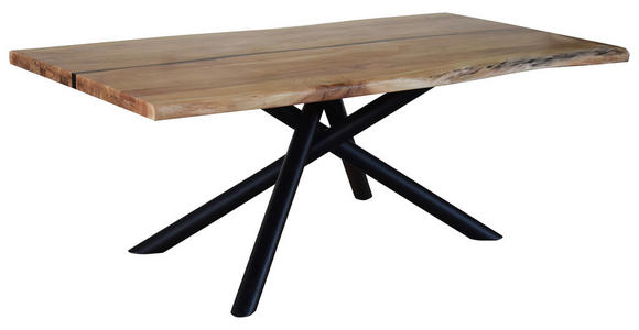 ESSTISCH in Holz, Metall 200/100/76 cm - Schwarz/Akaziefarben, LIFESTYLE, Holz/Metall (200/100/76cm) - Landscape