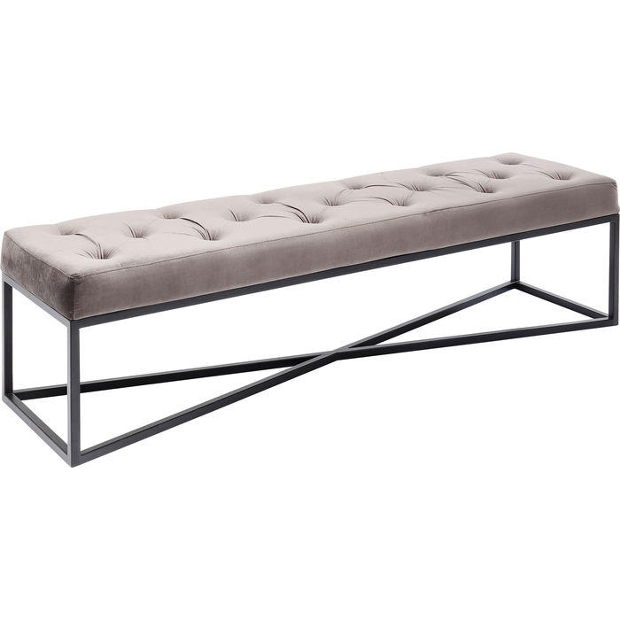 SITZBANK 150/40/40 cm Samt Grau, Schwarz - Schwarz/Grau, Design, Textil/Metall (150/40/40cm) - Kare-Design