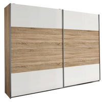 SCHWEBETÜRENSCHRANK in Weiss, Sonoma Eiche  - Weiss/Alufarben, Design, Holzwerkstoff/Metall (226/210/62cm) - Xora