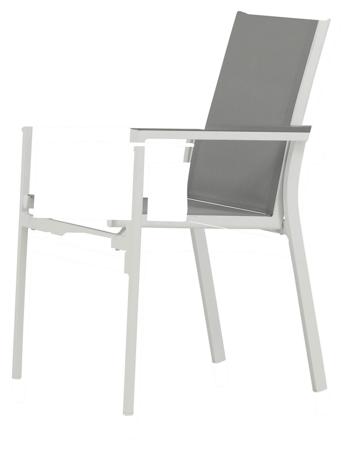 GARTENSTUHL-SET Aluminium Grau, Weiß  - Weiß/Grau, KONVENTIONELL, Textil/Metall (57/90/60cm) - Gardenson