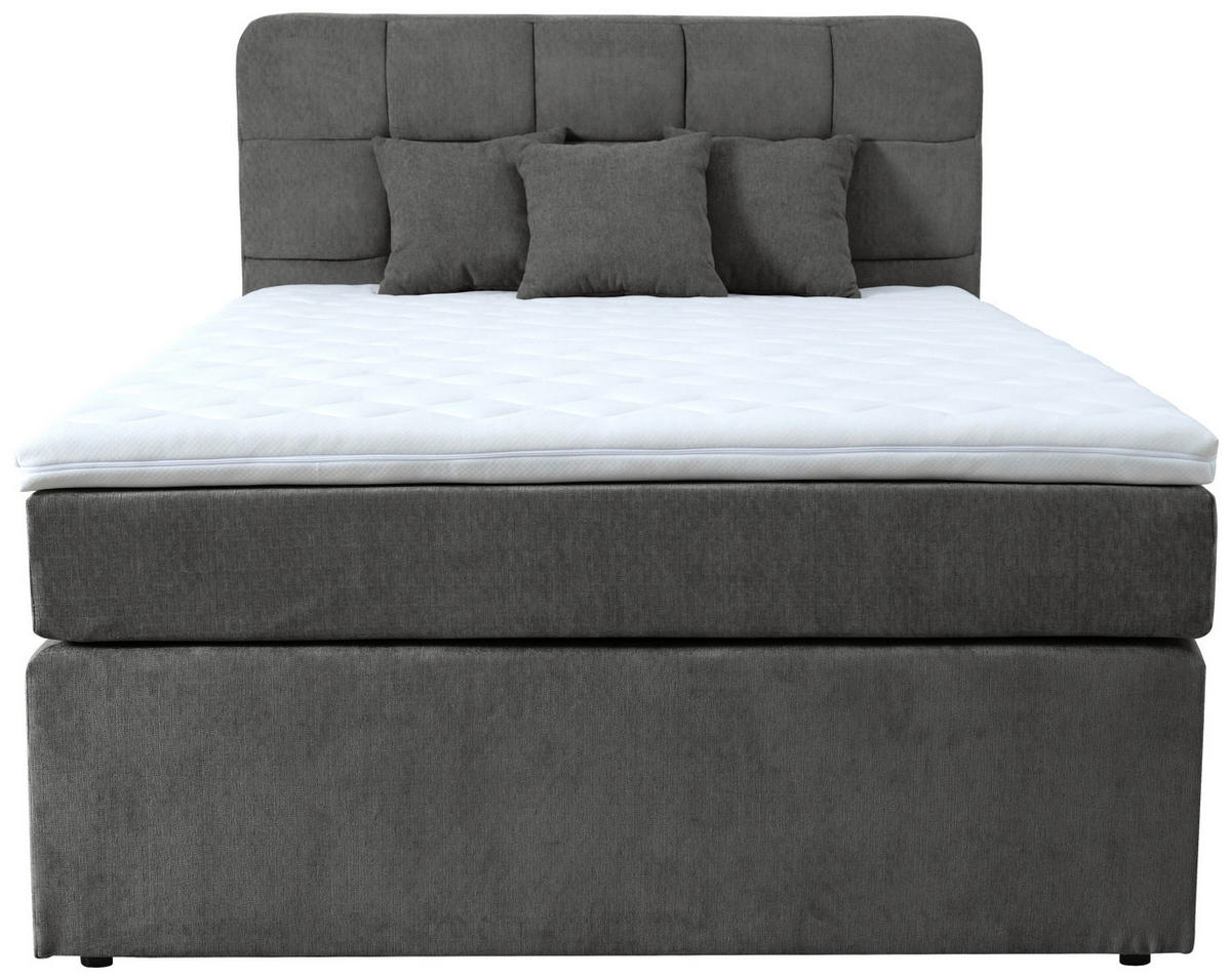 BOXSPRINGBETT 120/200 cm  in Anthrazit  - Anthrazit/Schwarz, Konventionell, Kunststoff/Textil (120/200cm) - Moderano