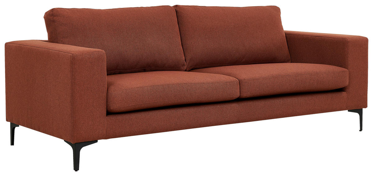 2-SITZER-SOFA Schwarz, Rostfarben  - Rostfarben/Schwarz, Design, Kunststoff/Textil (215/84/88cm) - Livetastic