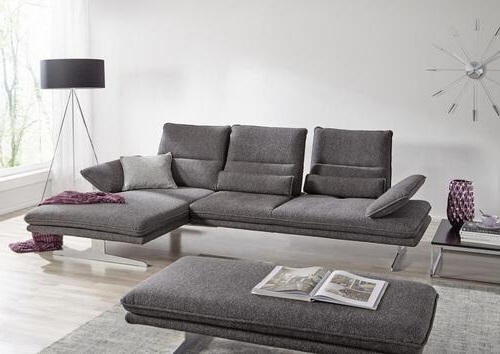 ECKSOFA Anthrazit - Edelstahlfarben/Anthrazit, Design, Textil/Metall (164/291cm) - Chilliano