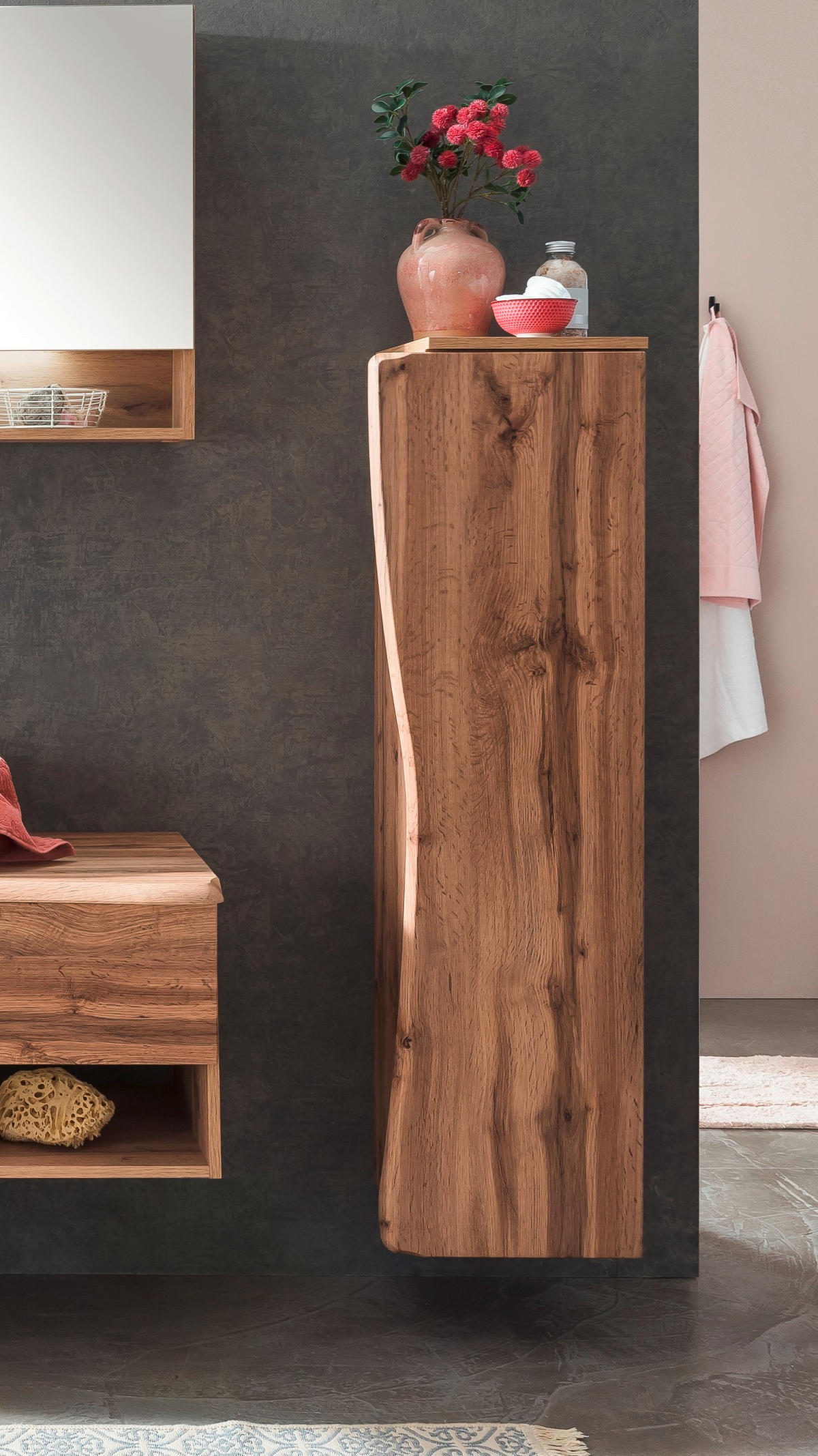 MIDISCHRANK 30/130/35 cm  - Eiche Wotan/Silberfarben, Natur, Holzwerkstoff/Kunststoff (30/130/35cm) - Xora