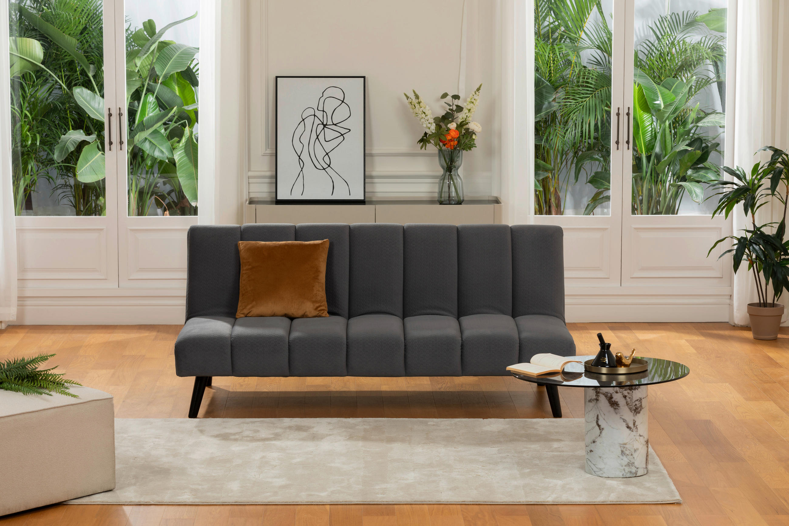 JUGEND- UND KINDERSOFA Flanell Dunkelgrau  - Dunkelgrau/Schwarz, MODERN, Holz/Textil (180/81/93cm) - P & B