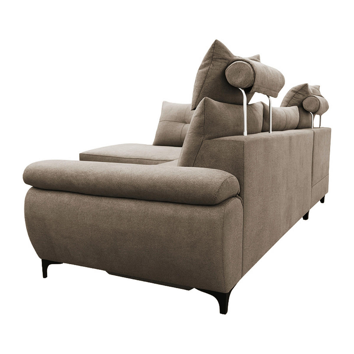 ECKSOFA SOLEI Taupe Chenille Zierkissen, Bettkasten, Kopfstütze  - Taupe/Schwarz, Design, Kunststoff/Textil (203/265cm) - MID.YOU