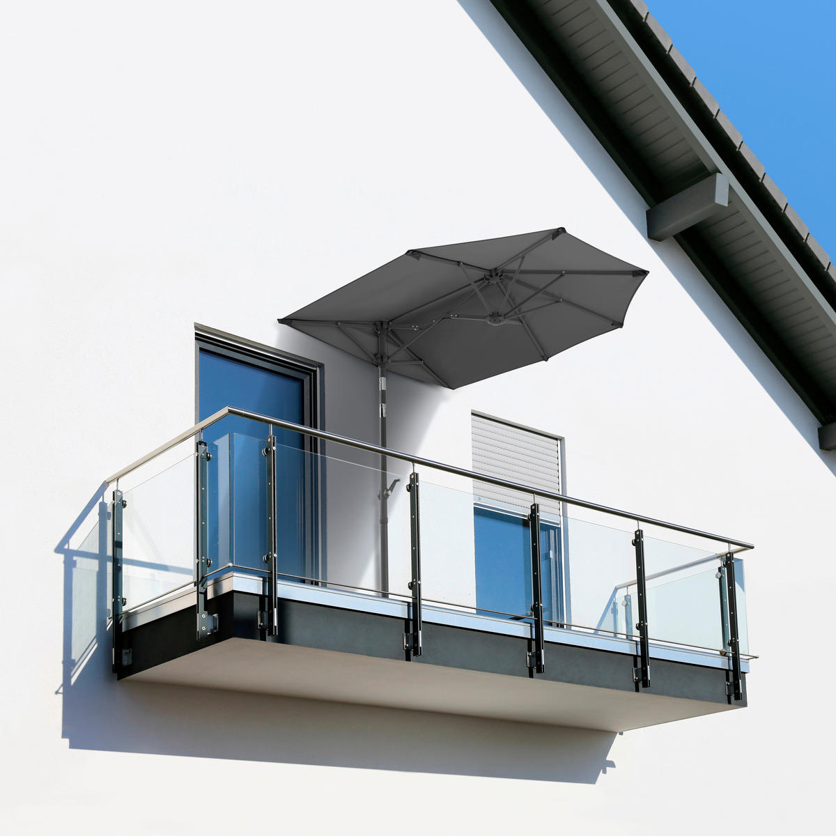 AMPELSCHIRM 150 cm Anthrazit  - Anthrazit, Basics, Textil/Metall (150/228/150cm) - Schneider