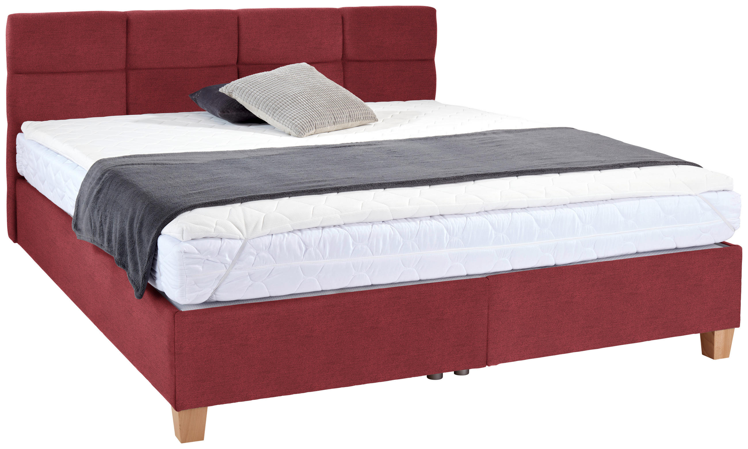 Polsterbett Mit Bettkasten 160x200 Bellagio Kirschrot