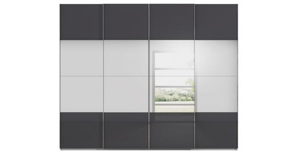 SCHWEBETÜRENSCHRANK  in Schwarz, Seidengrau  - Chromfarben/Seidengrau, Design, Glas/Holzwerkstoff (271/223/68cm) - Novel