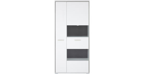 VITRINE in Grau, Weiß, Edelstahlfarben - Edelstahlfarben/Weiß, Design, Glas/Holzwerkstoff (94/201/38cm) - Xora