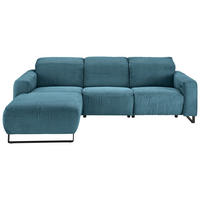 ECKSOFA in Cord Petrol  - Petrol/Schwarz, Konventionell, Textil/Metall (180/266cm) - Hom`in