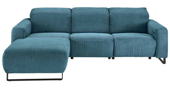 ECKSOFA  in Cord Petrol  180/266 cm  - Petrol/Schwarz, KONVENTIONELL, Textil/Metall (180/266cm) - Hom`in