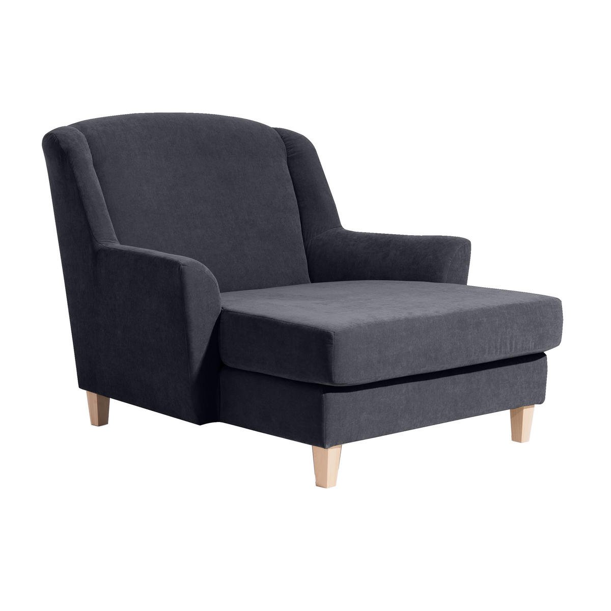 XXL-SESSEL in Velours Anthrazit  - Anthrazit/Naturfarben, Modern, Holz/Holzwerkstoff (136/107/142cm) - Max Winzer