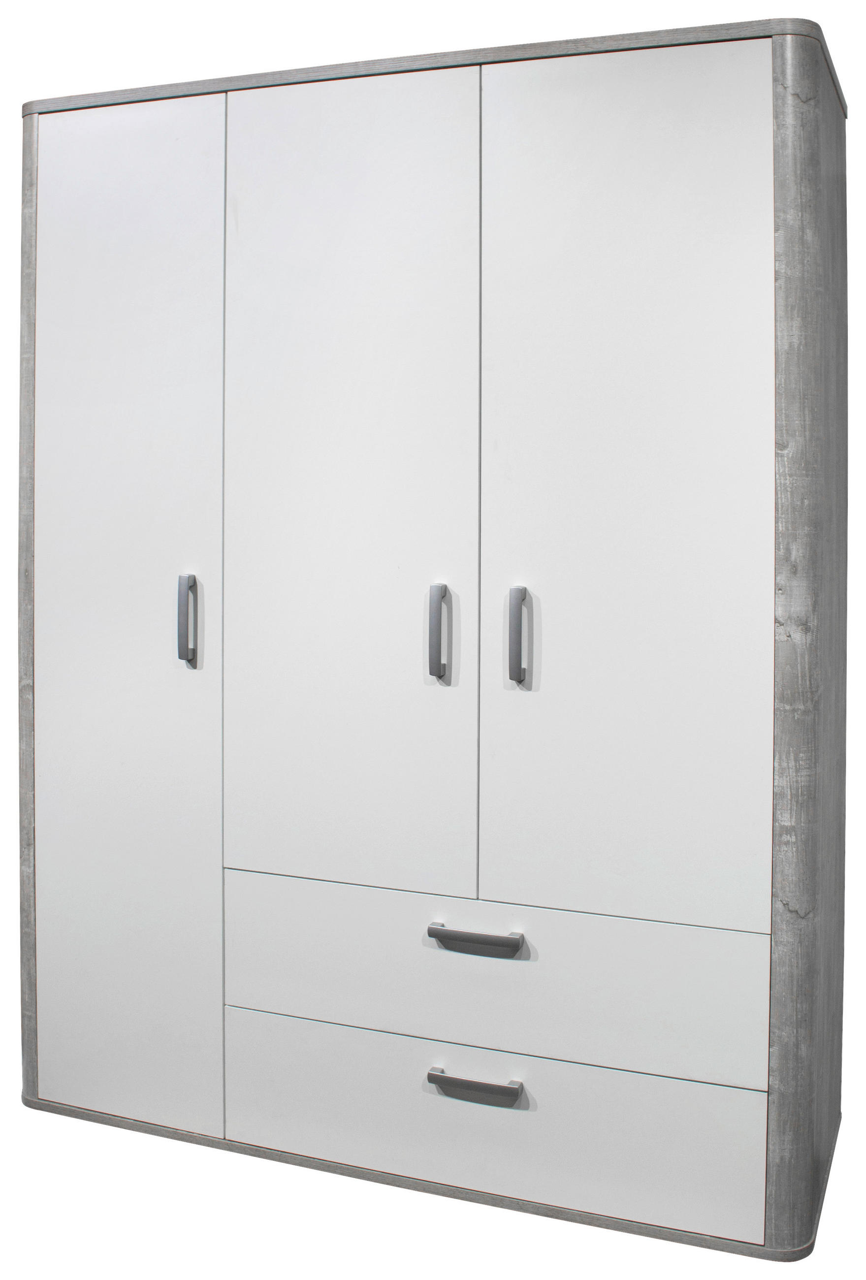 BABYKLEIDERSCHRANK Frieda  - Silberfarben/Grauweiß, Basics, Holzwerkstoff/Metall (138/189/51cm)