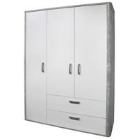 BABYKLEIDERSCHRANK Frieda  - Silberfarben/Grauweiß, Basics, Holzwerkstoff/Metall (138/189/51cm)