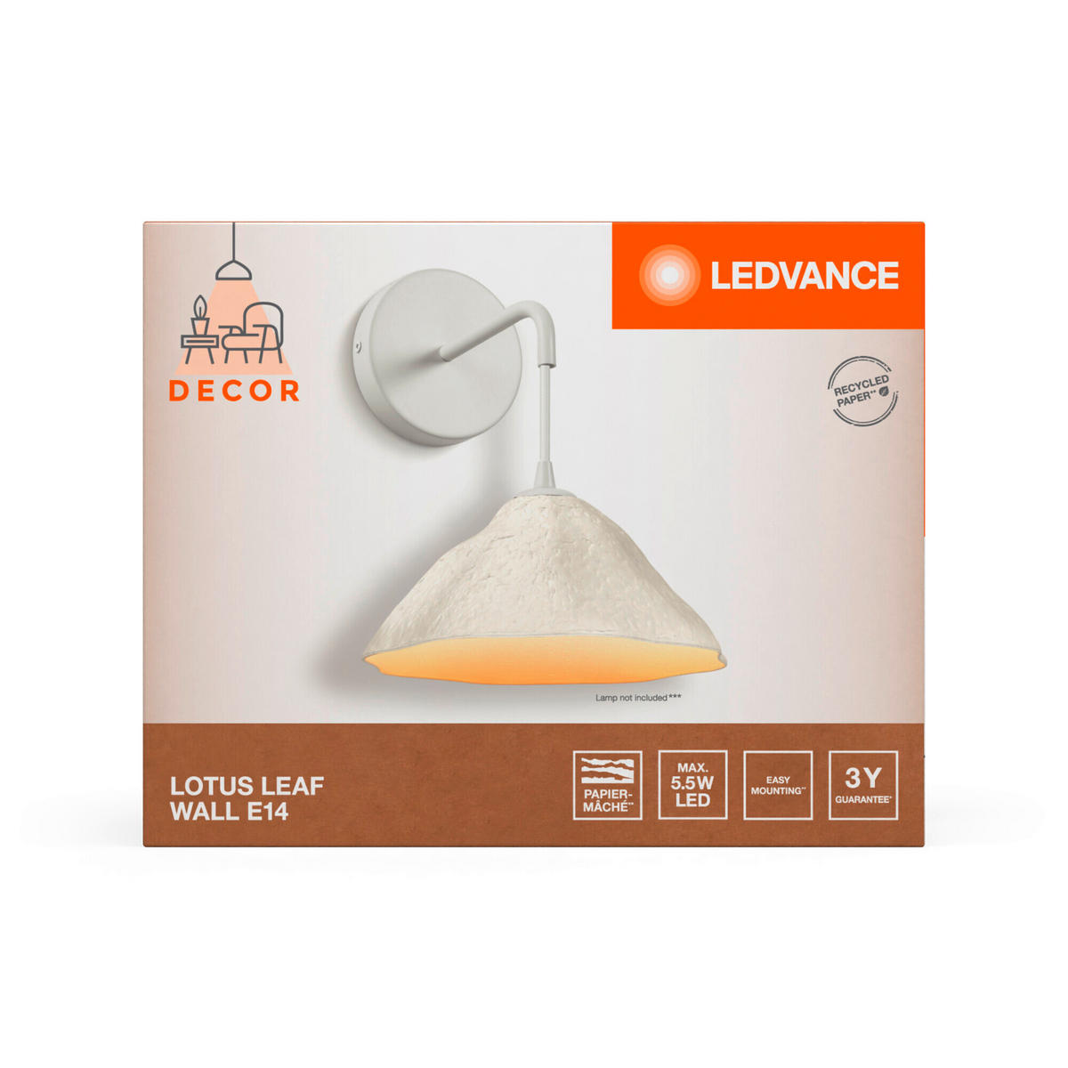 WANDLEUCHTE 21,9/27,2/26 cm   - KONVENTIONELL, Papier/Metall (21,9/27,2/26cm) - Ledvance