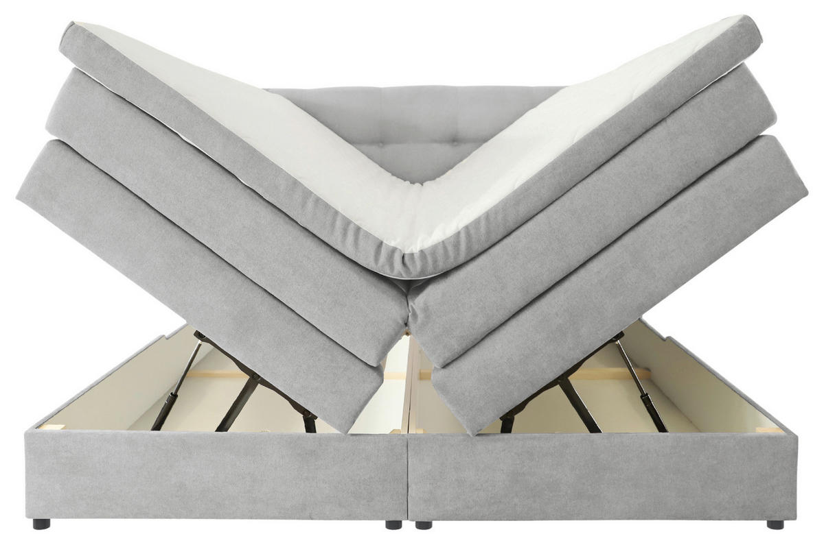 BOXSPRINGBETT 180/200 cm  in Hellgrau  - Hellgrau/Schwarz, Konventionell, Kunststoff/Textil (180/200cm) - Carryhome