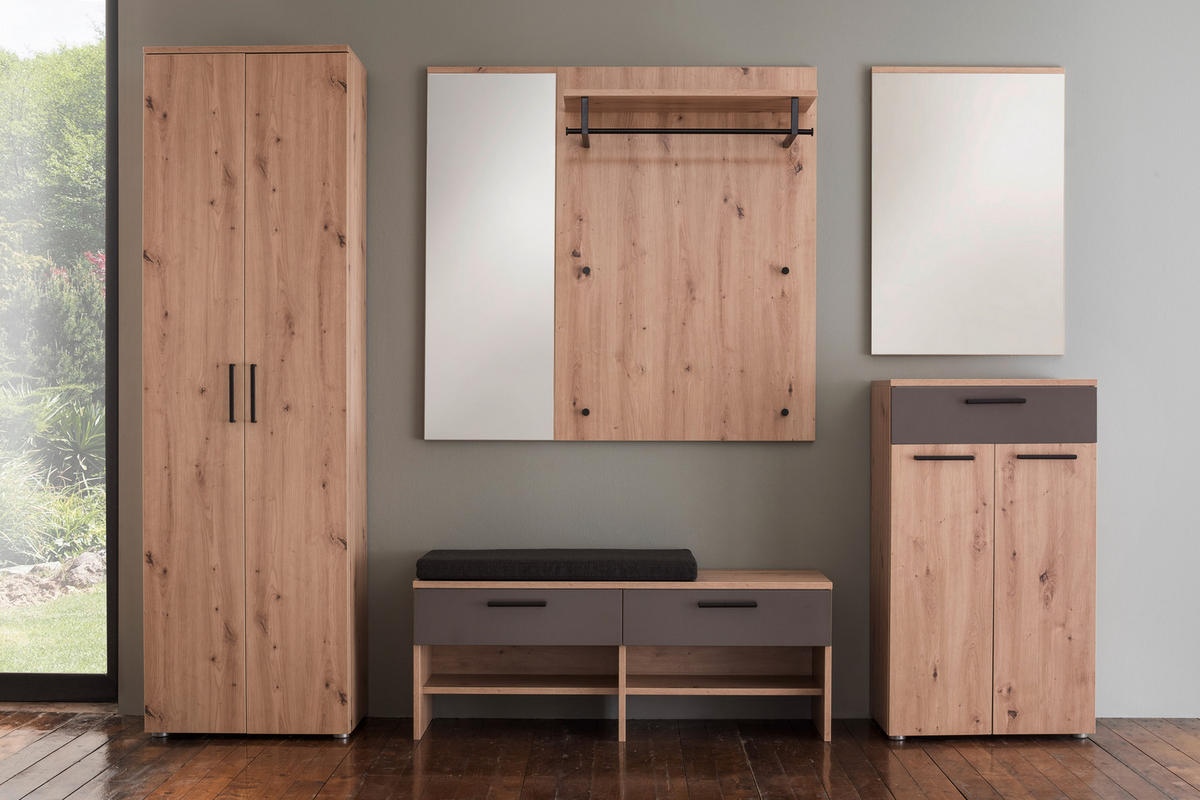 GARDEROBE 7-teilig  in 260/200/38 cm  - Eichefarben/Braun, KONVENTIONELL, Holzwerkstoff (260/200/38cm) - Moderano