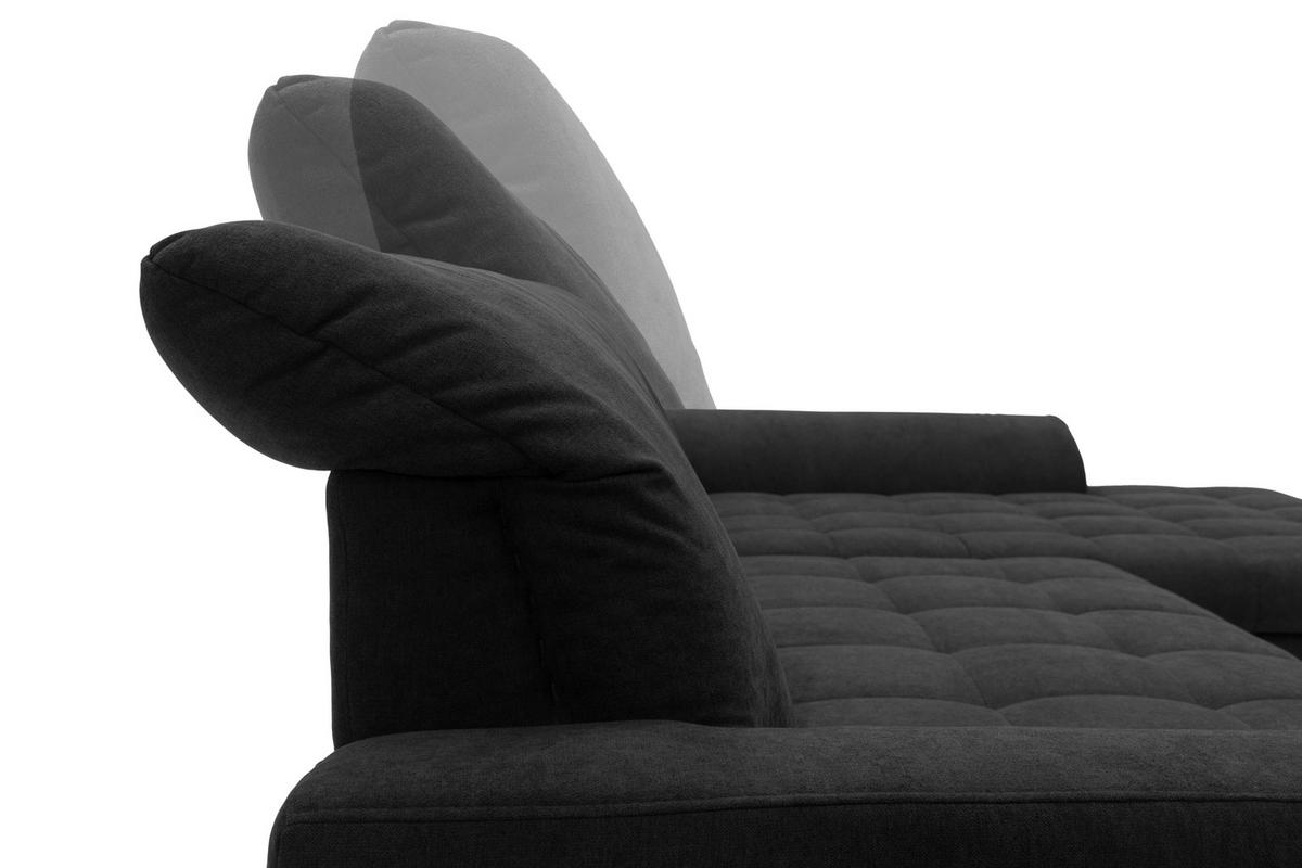 ECKSOFA MERIDIAN Schwarz Mikrofaser  - Chromfarben/Schwarz, KONVENTIONELL, Textil/Metall (278/171cm) - MID.YOU