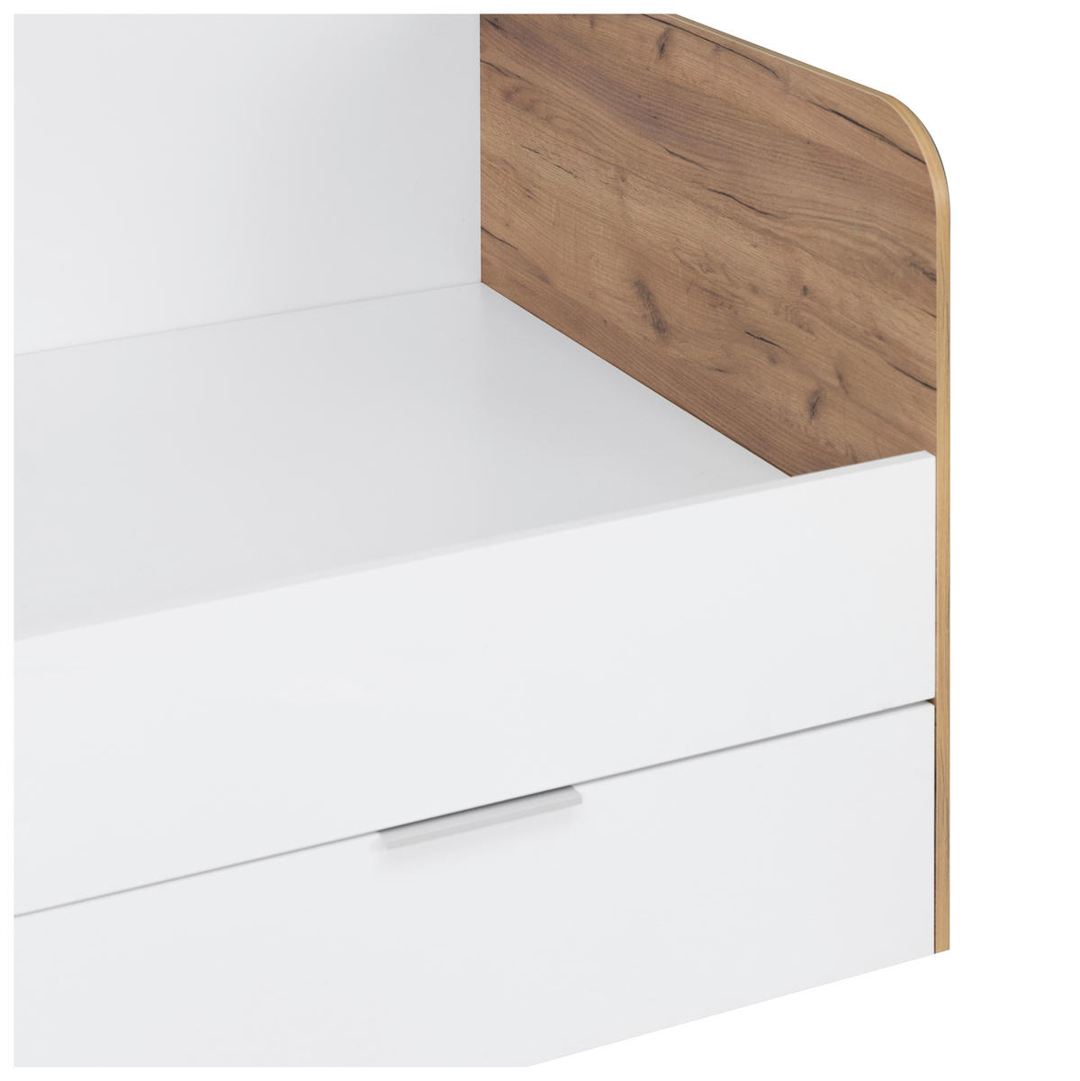 STAURAUMBETT 90/200 cm  in Eiche Wotan  - Weiß Hochglanz/Eiche Wotan, MODERN, Holzwerkstoff (90/200cm) - MID.YOU