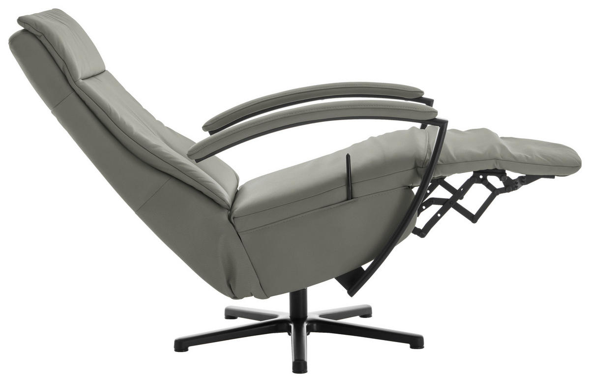 RELAXSESSEL in Leder Grau  - Schwarz/Grau, Design, Leder/Metall (76/112/83cm) - Beldomo Speed