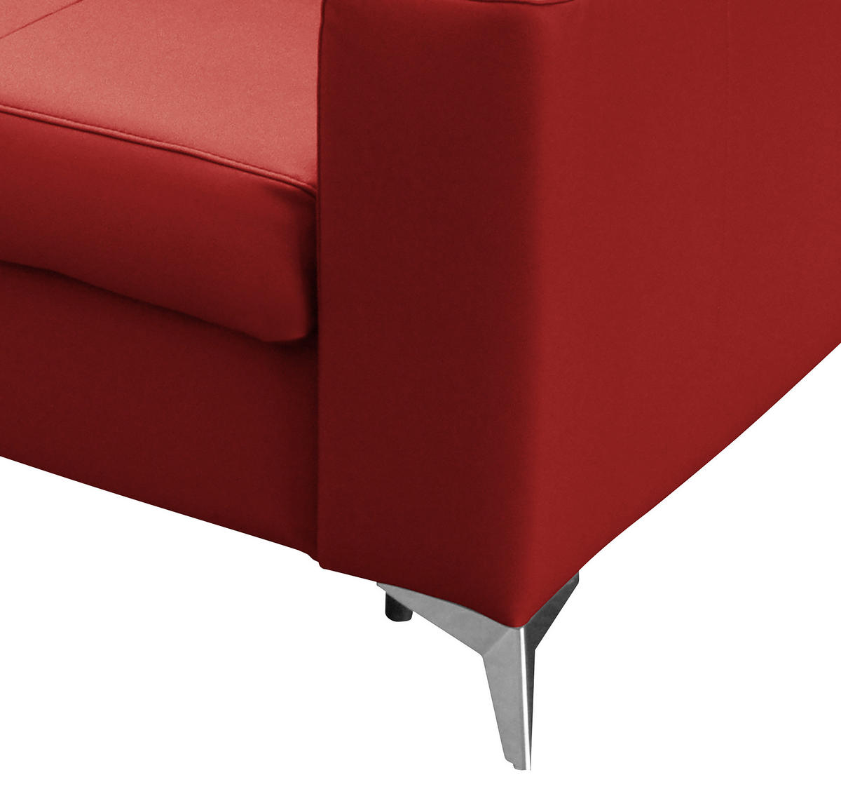 SCHLAFSOFA Rot Echtleder Lederlook  - Silberfarben/Rot, Design, Leder/Textil (206/95/101cm) - Livetastic