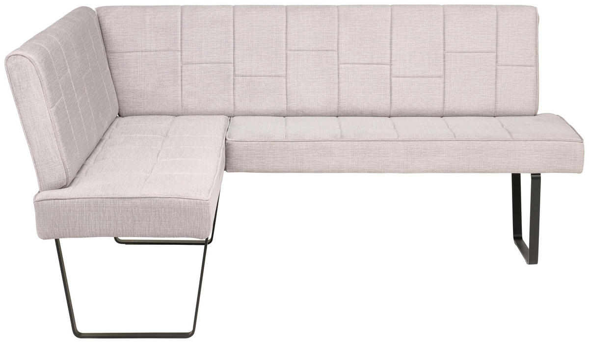 ECKBANK 150/190 cm Samt Hellgrau   - Hellgrau/Schwarz, KONVENTIONELL, Textil/Metall (150/190cm) - MID.YOU