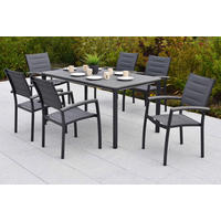 GARTENTISCHGRUPPE  - Graphitfarben/Grau, KONVENTIONELL, Kunststoff/Textil - Gardenson